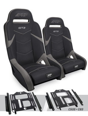 PRP Polaris RZR 570 GT3 Suspension Seats Kit (Pair) - Black & Gray - A7301-PORXP-C50S-203 Photo - Primary