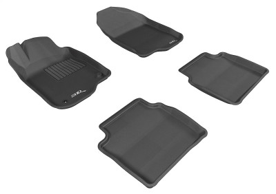 3D MAXpider 2008-2012 Chevrolet Malibu Kagu 1st & 2nd Row Floormats - Black - L1CH04801509 Photo - Primary
