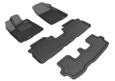 3D MAXpider 2008-2013 Toyota Highlander Hybrid Kagu 1st & 2nd & 3rd Row Floormats - Black - L1TY15701509 Photo - Primary