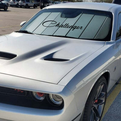 Covercraft 08-14 Dodge Challenger UVS100 Custom Sunscreen with Dodge Challenger logo - UDL11079FE12SV Photo - Primary