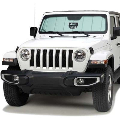 Covercraft 11-18 Jeep Wrangler (JK) UVS100 Custom Sunscreen with Jeep Grill logo - UJL11186FJ12SV Photo - Primary