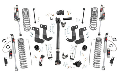 Take Your Gladiator to New Heights: Transform your Jeep Gladiator into an off-road powerhouse with Rough Country's 6-Inch Suspension Lift Kit. This performance-driven upgrade delivers the clearance needed to fit up to 37-inch tires, giving your ride a bold stance and aggressive look, all while maintaining a smooth, factory-like ride quality.Engineered for Ride Quality and Capability: This all-in-one kit includes front and rear progressive-rate coil springs designed to boost ground clearance and absorb rugged terrain with ease. The included control arm drop brackets optimize suspension geometry, keeping your factory arms at proper operating angles for enhanced stability and handling.Maximum Flex On Demand: Tackle tough trails with confidence using the quick-disconnect front sway bar links, allowing for maximum articulation when you need it most and quick reconnection for highway comfort.Strength Where It Counts: A high-strength front CV driveshaft is included to handle the added lift while maintaining proper alignment. This driveshaft delivers improved durability and twice the strength of stock, making it ideal for hardcore wheeling.Custom Shock Options for Your Style: This kit comes standard with nitrogen-charged N3 shocks, featuring 10-stage variable valving, a robust 54mm body, and an 18mm spring-loaded piston rod. You can also upgrade to M1 monotube shocks for greater performance and heat dissipation on demanding terrain, or go all-in with M1R remote reservoir shocks for maximum cooling capacity and consistent damping in the most extreme off-road conditions.Backed with Confidence: Like all Rough Country products, this kit is protected by a Limited Lifetime Warranty, giving you peace of mind for the long haul.