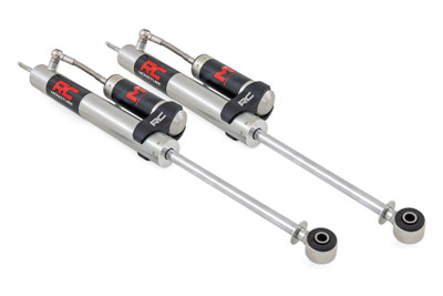 Unmatched Control. Maximum Performance: Rough Country's M1R Monotube Shocks with External Reservoir deliver the perfect blend of control, comfort, and endurance. Designed to handle the harshest terrains and heaviest loads, the M1R ensures your ride performs at its peak, on or off the road.Built for Heat, Engineered for Pressure: Featuring an advanced 46mm monotube design and external reservoir, the M1R delivers faster heat dissipation and fade-free performance in any environment. An internal floating piston separates oil and gas for consistent damping, even during extreme use.Precision Performance and Comfort: With a 2-inch digressive piston and self-adjusting deflective-disc valving, the M1R adapts to changing terrains on the fly, giving you superior handling and ride quality. Whether cruising pavement or crawling trails, experience control without compromise.Unyielding Strength, Built to Last: From the 2-inch seamless extruded body to the 16mm case-hardened, chromed rod, every component is crafted for extreme durability. The galvanized zinc finish protects against corrosion, while natural rubber bushings minimize noise and vibration.Confidence You Can Count On: Backed by Rough Country's 3-year manufacturer's warranty, the M1R is built to go the distance, reliable, rugged, and ready for anything.