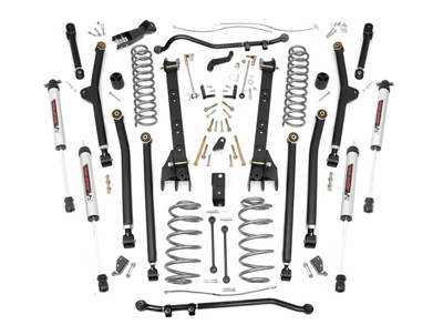 Unlock unbeatable off-road performance with Rough Country's 6-inch Long-Arm Lift Kit, designed specifically for Jeep TJ owners and off-road enthusiasts who demand the best. Tackle any trail with confidence thanks to this ultra-durable, all-inclusive suspension system. Featuring massive adjustable lower control arms and X-Flex Joints, this beefy setup offers longer travel, high-clearance arms, and a smooth ride without sacrificing strength. Say goodbye to binding and rear-steer, and enjoy unparalleled axle flex with optimized pinion anglesΓÇögiving you the freedom to conquer obstacles your way.Built for the Toughest Terrain: This kit is built with heavy-duty OEM-style rubber bushings, Sway Bar Disconnects, making it the perfect upgrade for Jeep owners looking to push their rigs to the limits. Configurable with multiple shock options that we offer, this allows you to choose which shock series you want! Ranging from our nitrogen-charged N3 shocks to our M1 Monotube shocks, the power to choose is in your hands. Whether you're crawling over rocks or blazing new trails, this kit ensures your Jeep is ready for the toughest terrain.Strength Where It Counts: For off-road purists who demand the highest performance, the Rough Country 6-inch Long-Arm Lift Kit also includes upgraded front and rear Forged Adjustable Track Bars. These 16lb track bars are made from forged steel for unbeatable strength and durabilityΓÇöfar surpassing the stock equipment. Fully adjustable on the vehicle for a perfect fit, these track bars ensure stability and precision on even the most challenging trails.With Rough CountryΓÇÖs Lifetime Replacement Warranty, you can trust this kit to take your JeepΓÇÖs off-road capabilities to new heights. Get ready to dominate the trails with ease and confidence.