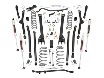 Unlock unbeatable off-road performance with Rough Country's 6-inch Long-Arm Lift Kit, designed specifically for Jeep TJ owners and off-road enthusiasts who demand the best. Tackle any trail with confidence thanks to this ultra-durable, all-inclusive suspension system. Featuring massive adjustable lower control arms and X-Flex Joints, this beefy setup offers longer travel, high-clearance arms, and a smooth ride without sacrificing strength. Say goodbye to binding and rear-steer, and enjoy unparalleled axle flex with optimized pinion anglesΓÇögiving you the freedom to conquer obstacles your way.Built for the Toughest Terrain: This kit is built with heavy-duty OEM-style rubber bushings, Sway Bar Disconnects, making it the perfect upgrade for Jeep owners looking to push their rigs to the limits. Configurable with multiple shock options that we offer, this allows you to choose which shock series you want! Ranging from our nitrogen-charged N3 shocks to our M1 Monotube shocks, the power to choose is in your hands. Whether you're crawling over rocks or blazing new trails, this kit ensures your Jeep is ready for the toughest terrain.Strength Where It Counts: For off-road purists who demand the highest performance, the Rough Country 6-inch Long-Arm Lift Kit also includes upgraded front and rear Forged Adjustable Track Bars. These 16lb track bars are made from forged steel for unbeatable strength and durabilityΓÇöfar surpassing the stock equipment. Fully adjustable on the vehicle for a perfect fit, these track bars ensure stability and precision on even the most challenging trails.With Rough CountryΓÇÖs Lifetime Replacement Warranty, you can trust this kit to take your JeepΓÇÖs off-road capabilities to new heights. Get ready to dominate the trails with ease and confidence.