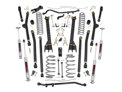 Unlock unbeatable off-road performance with Rough Country's 6-inch Long-Arm Lift Kit, designed specifically for Jeep TJ owners and off-road enthusiasts who demand the best. Tackle any trail with confidence thanks to this ultra-durable, all-inclusive suspension system. Featuring massive adjustable lower control arms and X-Flex Joints, this beefy setup offers longer travel, high-clearance arms, and a smooth ride without sacrificing strength. Say goodbye to binding and rear-steer, and enjoy unparalleled axle flex with optimized pinion anglesΓÇögiving you the freedom to conquer obstacles your way.Built for the Toughest Terrain: This kit is built with heavy-duty OEM-style rubber bushings, Sway Bar Disconnects, making it the perfect upgrade for Jeep owners looking to push their rigs to the limits. Configurable with multiple shock options that we offer, this allows you to choose which shock series you want! Ranging from our nitrogen-charged N3 shocks to our M1 Monotube shocks, the power to choose is in your hands. Whether you're crawling over rocks or blazing new trails, this kit ensures your Jeep is ready for the toughest terrain.Strength Where It Counts: For off-road purists who demand the highest performance, the Rough Country 6-inch Long-Arm Lift Kit also includes upgraded front and rear Forged Adjustable Track Bars. These 16lb track bars are made from forged steel for unbeatable strength and durabilityΓÇöfar surpassing the stock equipment. Fully adjustable on the vehicle for a perfect fit, these track bars ensure stability and precision on even the most challenging trails.With Rough CountryΓÇÖs Lifetime Replacement Warranty, you can trust this kit to take your JeepΓÇÖs off-road capabilities to new heights. Get ready to dominate the trails with ease and confidence.