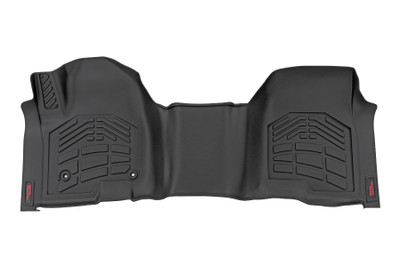 Keeping your ride spotless isn't always easy, especially with the unpredictable weather and accidental spills. Now you can ditch the dirt and keep your ride clean with Rough CountryΓÇÖs Sure-Fit Floor Mats!\
All-Weather Protection: Our Sure-Fit Floor Mats are built to conquer any mess, from snow and mud to sand, salt water, and even that mystery puddle you're too afraid to touch. Spilled coffee? Don't sweat it! These mats feature a raised lip design that traps spills before they can reach your carpet. Plus, the textured surface keeps your feet firmly planted (no matter how messy things get).\\
Sure-Fit Design: Made from tough Thermoplastic Rubber, these mats can handle anything you throw at them. They're flexible enough to contour perfectly to your Chevy or GMC's floor, but strong enough to withstand even the most extreme temperatures. And the best part? They're custom-designed for your ride, so you get a perfect fit with extra coverage, whether you're rocking bucket or bench seats.\\
Installation is a Breeze: Simply swap out your old mats and put ours in place. And they're just as easy to remove for cleaning, whether you're hitting them with the hose or giving them a quick vacuum. Made with pride in the USA using high-quality materials, they're built to withstand the test of time. And to show we stand behind our product, we offer a Limited Lifetime Warranty, so you can drive with confidence knowing your investment is protected.\\
With Rough CountryΓÇÖs Sure Fit Floor Mats you get the perfect combination of style, durability, and peace of mind, knowing your vehicle's floors are protected no matter where the road takes you. Life is messy, but your truck doesn't have to be.