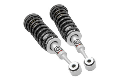 Do you want a great-looking truck that still rides like the day you bought it? Our Nitrogen charged, loaded struts add superior ride quality to your truck while maintaining a stock, factory ride height. Each strut includes a pre-loaded coil for lightning-fast installation without the need for complicated strut disassembly.\
Rough CountryΓÇÖs Performance N3 Struts feature a massive bore and chrome-hardened piston rod with a leak-proof piston seal for exceptional durability during off-road use. Each strut is specifically tuned for its intended application and includes a variable dampening system for outstanding handling and control on all road conditions. These Performance N3 Struts offer improved tire contact with the road for increased stability and performance.\
These struts are engineered to fit perfectly on each intended application and feature a pre-installed coil spring for easy installation without the need for strut disassembly. Simply remove your factory strut and replace it with this easy, convenient system. Add this upgrade to your lift kit for an increased ride quality that mimics the factory responsiveness and handling of the OE strut. Includes a 3-year Limited Warranty.