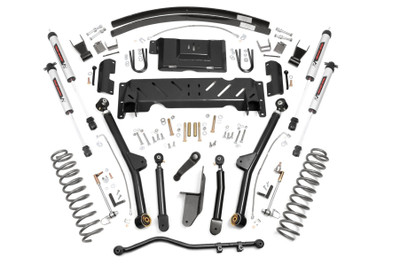 Take your XJΓÇÖs already capable platform to the next level with Rough CountryΓÇÖs 4.5 inch Long arm suspension kit. This fully bolt on kit relocates the front control arms to achieve optimum alignment angles, while giving your rig insane articulation off road.\
A set of Rough Country's premium N3 shocks are also included. These fine tuned 10-stage variable high-pressure Nitrogen charged shocks offer a fantastic blend of off-road action and smooth highway ride quality. With a durable 18mm spring-loaded piston rod and faster-cooling 54mm shock body.\
You get top quality craftsmanship, and superior off road capability all for an unbeatable value and the best price in the market!┬á