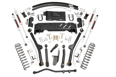 Take your XJΓÇÖs already capable platform to the next level with Rough CountryΓÇÖs 4.5 inch Long arm suspension kit. This fully bolt on kit relocates the front control arms to achieve optimum alignment angles, while giving your rig insane articulation off road.\
A set of Rough Country's premium N3 shocks are also included. These fine tuned 10-stage variable high-pressure Nitrogen charged shocks offer a fantastic blend of off-road action and smooth highway ride quality. With a durable 18mm spring-loaded piston rod and faster-cooling 54mm shock body.\
You get top quality craftsmanship, and superior off road capability all for an unbeatable value and the best price in the market!┬á