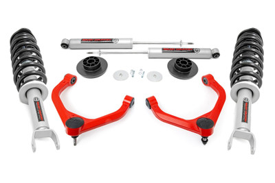Rough Country's 3.5-Inch Bolt-On Kit delivers aggressive good looks, increased ground clearance, and an easy installation - all at an unbeatable value. Take your RAM 1500 to the next level with this premium lift kit, designed to enhance both on-road comfort and off-road capability.Increased Ground Clearance: Tackle rocky trails and rough terrain with confidence! This lift kit gives your RAM 1500 the extra height needed to clear obstacles effortlessly, improving both performance and protection.Front-to-Rear Leveling: Say goodbye to factory rake! This kit levels the front and rear of your truck, giving it a bold, aggressive stance that commands attention on and off the road.Premium Upper Control Arms: Equipped with forged aluminum upper control arms, this kit enhances strength and durability. These high-quality arms feature POM ball joints, providing a greater range of motion and smoother articulation for superior handling.Pre-Installed Ball Joints: No hassle, no extra steps - our ball joints come pre-installed, making installation easier and ensuring long-term reliability.Hassle-Free Installation: Enjoy a bolt-on installation with no cutting or drilling required! This means less time in the garage and more time conquering trails.Wide Compatibility: Designed for versatility, this kit fits a variety of RAM 1500 models - including Rebel trims - while maintaining factory-like ride quality.At Rough Country, we know every off-road journey is unique. That's why our 3.5-inch kit is fully adaptable, allowing you to choose between nitrogen-charged N3 shocks for a smooth ride or M1 Monotube shocks for premium performance. With Rough Country, you're not just lifting your RAM - you're redefining your off-road experience.