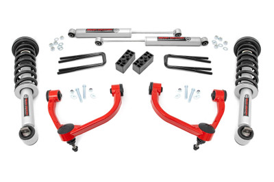 Upgrade your truck with an unbeatable combination of aggressive good looks, increased ground clearance, and premium components - all at an incredible value. Designed specifically for thirteenth-generation F-150 models, this kit delivers a hassle-free installation and enhanced performance both on and off the road.Premium Forged Aluminum Control Arms for Maximum Durability: This kit includes high-quality forged aluminum upper control arms, engineered for superior strength and easier alignment adjustments. Built with heavy-duty rubber bushings, these arms ensure long-lasting reliability while maintaining factory-like geometry. By keeping ball joints at optimum angles, they reduce stress and wear, giving your suspension an extended lifespan.Fully Configurable with All Shock/Strut Options: Customize your ride with the perfect suspension setup! Choose from nitrogen-charged N3 shocks for a balanced ride or upgrade to premium Vertex reservoir shocks for maximum performance and adjustability. Whether you're looking for comfort, off-road capability, or high-end damping control, this kit gives you full flexibility to dial in your ride quality.Balanced Stance with Increased Ground Clearance: This 3-inch lift kit levels the front and rear of your truck, eliminating factory rake and giving your F-150 a clean, aggressive stance. The included rear blocks provide additional lift while maintaining a factory-like ride. With this setup, your truck gets ample clearance for up to 34-inch tires without sacrificing drivability.Simple, Bolt-On Installation: Designed for easy installation, this kit features a 100% bolt-on process that can be completed with common tools in a home garage. No need for cutting or drilling - just a straightforward, stress-free upgrade. Plus, if you ever want to return your truck to stock, this kit allows for a full reversal with ease.Built to Last: With its durable construction and premium components, this lift kit is built to handle whatever the road throws your way. Plus, it comes backed by Rough Country's Limited Lifetime Replacement Warranty, ensuring long-term confidence in your investment.