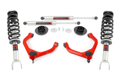 Rough Country's 3-Inch Bolt-On Kit delivers aggressive good looks, increased ground clearance, and an easy installation - all at an unbeatable value. Take your fourth-generation RAM 1500 to the next level with this premium lift kit, designed to enhance both on-road comfort and off-road capability. Increased Ground Clearance: Tackle rocky trails and rough terrain with confidence! This lift kit gives your RAM 1500 the extra height needed to clear obstacles effortlessly, improving both performance and protection. Front-to-Rear Leveling: Say goodbye to factory rake! This kit levels the front and rear of your truck, giving it a bold, aggressive stance that commands attention on and off the road. Premium Upper Control Arms: Equipped with forged aluminum upper control arms, this kit enhances strength and durability. These high-quality arms feature POM ball joints, providing a greater range of motion and smoother articulation for superior handling. These arms are also available in a red powder-coated finish for a custom look that stands out in the wheel wells. Pre-Installed Ball Joints: No hassle, no extra steps - our ball joints come pre-installed, making installation easier and ensuring long-term reliability.Hassle-Free Installation: Enjoy a bolt-on installation with no cutting or drilling required! This means less time in the garage and more time conquering trails.At Rough Country, we know every off-road journey is unique. That's why our 3-inch kit is fully adaptable, allowing you to choose between nitrogen-charged N3 shocks/struts for a smooth ride or M1 Monotubes for premium performance. With Rough Country, you're not just lifting your RAM - you're redefining your off-road experience.