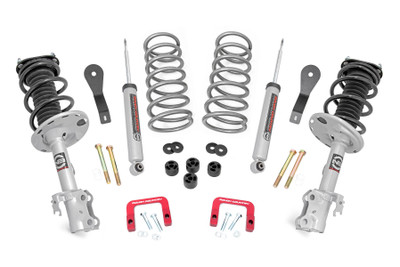 Give your RAV4 an improved, aggressive look with Rough CountryΓÇÖs 2.5in Leveling Lift kit! This easy-to-install kit levels your vehicle from front to rear allowing you to run larger tires while eliminating the nose-down factory look for a commanding presence that canΓÇÖt be ignored.\
When it comes to leveling your RAV4, a small lift can make a huge difference! By leveling the vehicle from front to rear, you get an instant, aggressive look thatΓÇÖs sure to turn heads wherever you go. The increased ground clearance allows you to run larger tires and wheels for a customized look that gives your vehicle a one-of-a-kind look and feel.\
Each kit features a set of loaded N3 struts and rear coil springs, as well as bump stops and subframe support brackets. If you're looking to make your RAV4 stand apart from the pack, look no further!