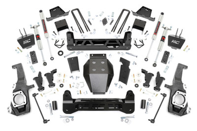 Ultimate Upgrade. Give your GM 2500HD/3500HD an unbeatable stance and better ride quality with Rough Country's 7-inch Lift Kit with Torsion Drop. This kit is a unique offering of suspension lifts, delivering the desired torsion drop look and ride you want while still offering unmatched ground clearance. The Torsion Drop brackets are designed to ensure that your vehicle's track width is not widened and allows you to maintain the factory feel of handling corners and turns. So take your everyday ride and make it one of a kind with our 7-inch Lift Kit with Torsion Drop!Premium Construction. This 7-Inch rugged lift kit is made of heavy-duty laser-cut steel components, powder-coated for a long-lasting finish. It includes replacement knuckles, 1/4" thick steel cross members for the front and rear, fabricated lift blocks, and 1/4" thick Torsion Drop Bar Brackets. You also get the option to configure with multiple shock options that we offer. This allows you to choose the shock series that best fits your needs! Ranging from our nitrogen-charged N3 shocks, to V2 monotube shocks, or our high-performance Vertex adjustable shocks, the power to choose is in your hands. This setup will give you a level stance and the ride height you need to run those larger tires with ease.Installation and Warranty. This kit is packed with all hardware needed for installation and includes full sway bar links, a durable, thick Skid Plate, and brake line relocation brackets. Although some minor cutting and drilling are required, there is no drilling or modifying of the differential, and no drivetrain or exhaust modifications are required. Rough Country's products are backed with a limited lifetime replacement warranty. This means that you have the security of knowing that Rough Country's products will work as they should, even after years of use.
