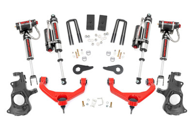 Improved Ground Clearance and Ride Quality. Take your workhorse to the next level with Rough Country's 3.5" Knuckle Lift kit. Rough Country's 3.5" Knuckle Kit provides an improved ground clearance and is designed for on or off-road driving. This suspension offers Rough Country's full lineup of shocks ranging from our N3 series to Vertex adjustable coil-overs.\
Innovative Design and Construction. This suspension kit combines the use of durable steel knuckles and forged upper control arms to reduce cv angles. Featuring a set of forged torsion bar keys that offer uncompromised strength and rigidity gaining lift height is no issue. Utilizing our forged upper control arms and differential drop spacers this kit allows you to retain factory-like geometry and provides enough clearance to run 33" tires with appropriate wheel backspacing.\
Installation.┬áWith a no-cut or drilling, design installation couldn't be easier. With an estimated timeframe of 4-6 hours this full kit can be installed at home using standard tools and can be completed efficiently and quickly!\
Lifetime Replacement Warranty. Rough Country's 3.5" Knuckle Kit is backed with a lifetime replacement warranty towards manufacturer defects. As such, the product is protected from structural and workmanship damage after the date of purchase. With our industry-leading warranty give yourself peace of mind when using Rough Country's Suspension products!┬á