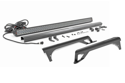 With durable steel construction and aggressive good looks, Rough Country's 50-inch LED Upper Windshield Light Bar Bracket is the ultimate solution for adding our premiere lighting system to your Jeep TJ. With its modern, stylistic design and superior strength, this upper windshield mount holds your 50-inch Light Bar between the top of your Wrangler's windshield and roof, spanning the entire width of the roof and giving a killer look. Fits any standard 50-inch Off-Road LED Light.