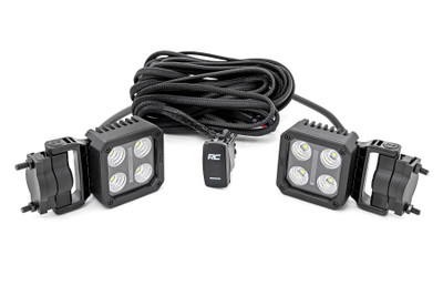 Superior Lighting Solution. Rough Country's 2-Inch Square LED Lights are a great way to add style and safety to your ride. Loaded with 5-Watt Cree LEDs and amber DRL functionality for great looks and performance. This unique light pair utilizes swivel mounts, allowing you to rotate each light 360┬░ giving you the control to direct the light where you need it most. So whether on the trails or outdoors, these lights are sure to provide lighting when you need it the most.Rugged Construction. Rough Country's 2-Inch Square LED Lights are perfect for those who love to venture off the beaten path. With lights producing 3600 lumens and 40 watts of power, they provide plenty of illumination for nighttime treks and other outdoor activities. Their IP67 waterproof rating means that they're great for rainy weather and mud runs, so you can rest assured knowing your lights will last as long as you do out on the trail.Installation and Warranty. Our die-cast aluminum housing has been constructed with durability in mind, standing up to even the most demanding trails. Installation is easy - bolt-on, and you're ready to go! And if you still need convincing, our Limited Lifetime Warranty gives you peace of mind to explore any terrain. So what are you waiting for? Command the dark with Rough Country's 2-Inch Square LED Lights!ΓÇ»