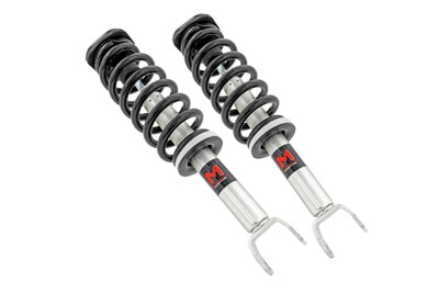Improved Stance, Balance, and Handling.ΓÇ»If you want to improve your vehicle's on-road performance and off-road capabilities, Rough Country's M1 Loaded Strut Kits are the way to go. Our M1 Loaded Struts help stabilize your vehicle's movements, enhancing control when you turn, brake, accelerate or ride over uneven road surfaces. As an adjustable ride height strut, these M1ΓÇÖs keep your suspension from overextending, providing a more consistent ride. Made for rugged off-road performance, our M1 monotube struts have a 46mm digressive piston for a more stable ride, preserving the smooth ride quality you need.\
Quality Construction.ΓÇ»Rough Country's M1 Loaded Struts have been engineered to give you the most reliable performance, increased driving comfort, and all-around performance for your vehicle. Made from 2" seamless extruded tubing and feature durable vulcanized natural rubber bushings. They're also zinc plated for resistance against the elements. Plus, they're adjustable in height. Utilizing multiple grooves in the strut body the spring perch can be raised or lowered. So whether you're looking to add a little extra clearance for off-roading or just want your ride to sit a little higher, our M1 Monotube Loaded Struts are the perfect solution.\
Installation and Warranty. This bolt-on installation requires just basic tools and about 2-3 hours to complete. Our Strut Kit is backed with a limited lifetime replacement warranty towards manufacturer defects. As such, the product is protected from structural and workmanship damage after the date of purchase. With our industry-leading warranty, give yourself peace of mind when using Rough Country's products!