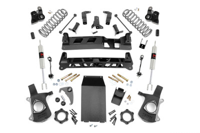 We've raised the bar for our popular 6" '00 - '06 Tahoe, Yukon, Suburban Lift! We've phased out our torsion drop kit to offer the more popular and better performing Non Torsion Drop option. This NTD kit is easier to install, handles better than ever, and looks killer from any angle since you won't have that unsightly torsion bar peeking out from the underside of the vehicle. Gain greater clearance, better handling, and the cleanest looking 6" lift available!\
A set of lifted front knuckles and rear coil springs allow your SUV to run up to 35" tires, while a full set of high-clearance crossmembers, differential drop brackets and torsion bar drop brackets keep everything tucked, hidden, and at optimum angles. But the best gets even better: Now included in this kit are a set of front N3 Shocks - custom valved to the specifics of your model vehicle, and designed for balanced performance both on and off-road. Front CV spacers, sway-bar links, and a protective skid plate are also included to give you everything you need to get rolling in one of our best kits, at our best price.\
This all-inclusive kit comes with everything you need, and best of all this kit features Rough CountryΓÇÖs Lifetime Replacement Warranty.