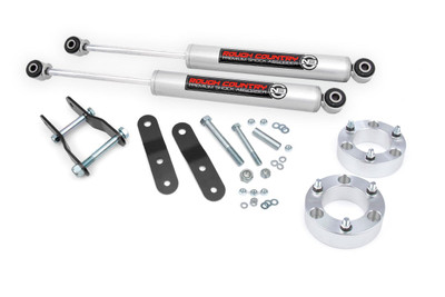 Superior Lift Solution. Looking to add some serious attitude to your Toyota Hilux? Rough Country's 3-Inch Lift Kit is just what you need. This lift kit gives your Hilux a meaner, lifted, and level stance while providing a smooth ride for unmatched highway and trail performance. It also adds room for larger wheels and tires, so you can make your truck stand out from the crowd. With excellent ride quality and handling characteristics on the road, this lift kit is the perfect way to take your Tundra to the next level.\
High-Quality Construction. Rough Country's 3-Inch Lift Kit for the 2006-2020 Toyota Hilux makes it easy to gain that much-needed ground clearance for that aggressive look you want! Designed to provide excellent ride quality width and factory alignment specs, this kit boasts premium components, giving you a higher quality lift on your Hilux. The high-quality components and innovative design provide the strength, stability, and up-travel you need to conquer almost any terrain.\
Installation and Warranty. Our 3-Inch Lift Kit includes all the components you need for installation, including front strut spacers, rear lift shackles, and rear shocks. When you purchase a Rough Country product, you get more than a great product at an affordable price. You also get peace of mind knowing that your purchase comes with a limited lifetime replacement warranty for manufacturer defects. With Rough Country's industry-leading warranty, you can be sure that your Rough Country lift kit is protected from structural and workmanship damage after the date of purchase.