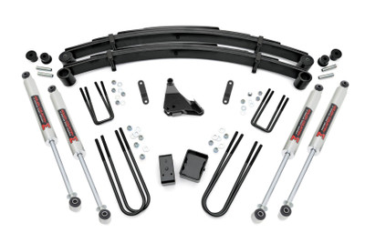 Give your 99-04 Ford Super Duty an impressive upgrade, front to back with Rough CountryΓÇÖs 6" Ford Suspension Lift Kit! This easy-to-install lift kit raises the front of your vehicle to be equal height with the rear for a leveled, better-than-stock look that gives an improved ride height and more aggressive appearance.\
This kit features a set of front lifted leaf springs allowing you gain additional ride height without sacrificing ride quality or performance. A set of sway bar drop brackets and track bar bracket are provided to keep everything at optimum angles for a factory-like ride, even after lifting.\
A set of Rough Country's premium N3 shocks are also included. These fine tuned 10-stage variable high-pressure Nitrogen charged shocks offer a fantastic blend of off-road action and smooth highway ride quality. With a durable 18mm spring-loaded piston rod and faster-cooling 54mm shock body.\
Get the wheels you want! Rough Country's 6" 99-04 Ford Suspension Lift Kit comes with everything you need to fit up to a 37" tire with proper wheel backspacing.\
Best of all, Rough Country's 6ΓÇ¥ Ford Suspension Lift Kit is backed by our Lifetime Replacement Warranty.