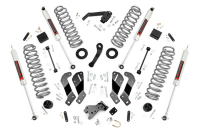 Experience the ultimate ride and handling with Rough Country's 3.5-Inch Control Arm Drop Kit for Jeep JK. This all-inclusive upgrade delivers smooth handling, enhanced ride quality, and aggressive off-road capability for a complete suspension transformation that performs on and off the road.Superior Lift & Clearance: Front and rear lifted coil springs provide the clearance needed to run up to 35x12.50 tires while maintaining a balanced, commanding stance. These factory-tuned springs are calibrated to preserve stock ride comfort even with the added lift.Custom Shock Options: Tailor your suspension to your driving style with nitrogen-charged N3 shocks, V2, M1 Monotube, or premium M1R shocks. From plush on-road comfort to maximum off-road performance, this kit allows you to dial in your perfect ride.Optimized Suspension Geometry: Engineered control arm drop brackets reposition your factory control arms to restore ideal suspension geometry. This ensures smoother handling, improved alignment, and enhanced stability on any terrain.Improved Coil Efficiency: Rear coil correction plates adjust the coil spring angle by 10 degrees, optimizing suspension performance and extending coil lifespan under flex and articulation.Confidence You Can Count On: Backed by Rough Country's Limited Lifetime Replacement Warranty, this lift kit is built for long-term durability and peace of mind.