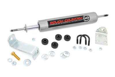 Take Control of Every Turn: Rough Country's N3 Steering Stabilizer Kit is engineered to eliminate bump steer, front-end shimmy, and steering vibration caused by rough roads or oversized tires. Whether you're hitting the trail or the pavement, it delivers a smoother, more predictable ride by dampening harsh feedback through the steering wheel.Fix Common Steering Issues: If your vehicle pulls to one side, feels loose after hitting a bump, or suffers from a shaky steering wheel - this stabilizer helps correct those problems. It absorbs sudden impacts that can throw off your handling and alignment, especially in lifted applications.Protect Your Steering System: Rough Country's stabilizer helps reduce wear and tear on key components like tie rods, ball joints, and tires. It's a must-have for vehicles running larger wheels or off-road setups, helping preserve performance and extend component life.Bolt-On Upgrade with Big Benefits: With a 100% bolt-on design, installation is fast and hassle-free. It's one of the easiest ways to improve handling, reduce road feedback, and reinforce the reliability of your steering system - backed by the trusted Rough Country name.