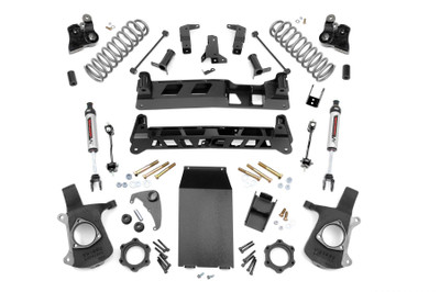 We've raised the bar for our popular 6" '00 - '06 Tahoe, Yukon, Suburban Lift! We've phased out our torsion drop kit to offer the more popular and better performing Non Torsion Drop option. This NTD kit is easier to install, handles better than ever, and looks killer from any angle since you won't have that unsightly torsion bar peeking out from the underside of the vehicle. Gain greater clearance, better handling, and the cleanest looking 6" lift available!\
A set of lifted front knuckles and rear coil springs allow your SUV to run up to 35" tires, while a full set of high-clearance crossmembers, differential drop brackets and torsion bar drop brackets keep everything tucked, hidden, and at optimum angles. But the best gets even better: Now included in this kit are a set of front N3 Shocks - custom valved to the specifics of your model vehicle, and designed for balanced performance both on and off-road. Front CV spacers, sway-bar links, and a protective skid plate are also included to give you everything you need to get rolling in one of our best kits, at our best price.\
This all-inclusive kit comes with everything you need, and best of all this kit features Rough CountryΓÇÖs Lifetime Replacement Warranty.