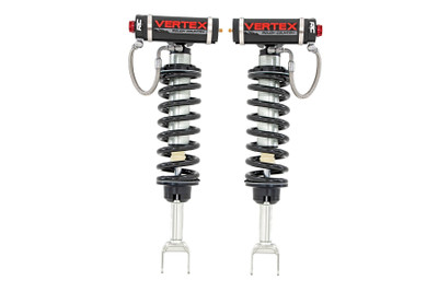 Unrivaled Performance: Unmatched Ride Quality. Experience the pinnacle of off-road control with Rough Country's 2.5 Vertex 8-Stage Adjustable Reservoir Coilovers - precision-engineered to dominate any terrain while delivering a smooth, customizable ride.Dial In Your Ride: With an 8-stage adjustable damping system, you have complete control over your suspension. Whether you're cruising city streets or tackling extreme off-road challenges, a simple turn of the dial fine-tunes your ride for comfort or aggressive performance.Built for the Extreme: Featuring a monotube design with an external remote reservoir, these nitrogen-charged coilovers increase oil capacity and damping sensitivity for superior heat dissipation and fade resistance. A massive 2.5-inch piston and 22mm chrome-hardened piston rod ensure maximum durability and performance in the toughest conditions.Engineered for Durability: A 3-stage seal system prevents dirt, debris, and fluid leakage, while the honed steel body and heat-treated alloy bearing extend longevity. The zinc-plated finish with a double clear coat and unbeatable salt spray resistance (over 400 hours) provide exceptional corrosion protection.Premium Design: These coilovers don't just perform - they turn heads. Featuring CNC-machined billet aluminum accents, a laser-etched RC logo, and premium "Vertex" decals, they combine high-end aesthetics with rugged reliability. They also feature a durable braided steel reservoir line and a laser-etched bracket system, ensuring a sleek, professional finish.Backed by Confidence: Covered by Rough Country's 3-year manufacturer's warranty, these coilovers offer long-term reliability and peace of mind for every adventure.Upgrade your ride today with Rough Country's 2.5 Vertex Coilovers - because performance, durability, and style should never be compromised.