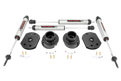 Lift, level, and smooth out your ride with Rough Country's new and improved 2.5-inch RAM 2500 Leveling Kit. Engineered to fit RAM trucks equipped with front radius arm suspension setups, this easy-to-install kit gives a big boost at an unbelievable price!\
Rough Country's durable coil spring spacers have been expertly redesigned to match the factory geometry of your truck, including the angle of the coil mounts and position of the rubber isolator, which perfectly indexes both springs to eliminate any chance of coil bowing. This kit has also been upgraded to include shock extension brackets that allow you to reuse your factory shocks at the optimum angle for your new lifted truck\
This kit also features a lightning fast, 100% bolt-on installation process that couldn't be easier or less invasive to your new vehicle. Includes Rough Country's Lifetime Replacement Warranty.