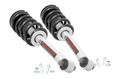 Do you want a great looking lifted truck that still rides like the day you bought it? Take your truck to new heights while preserving ride quality with Rough Country's N3 Performance Lifted Struts. Our Nitrogen charged, loaded struts add ride height to your truck while maintaining a smooth, factory-like ride. Each strut includes a pre-loaded coil for lightning-fast installation without the need for complicated strut disassembly.Rough CountryΓÇÖs Performance N3 Struts feature a massive bore and chrome-hardened piston rod with leak-proof piston seal for exceptional durability during off-road use. Each strut is specifically tuned for its intended application and includes a variable dampening system for outstanding handling and control on all road conditions. These Performance N3 Struts offer improved tire contact with the road for increased stability and performance.These struts are engineered to fit perfectly on each intended application, and feature a pre-installed coil spring for easy installation without the need for strut disassembly. Simply remove your factory strut and replace with this easy, convenient system. The result is an increased ride height that mimics the factory responsiveness and handling of the OE strut. Includes a 3-year Limited Warranty.