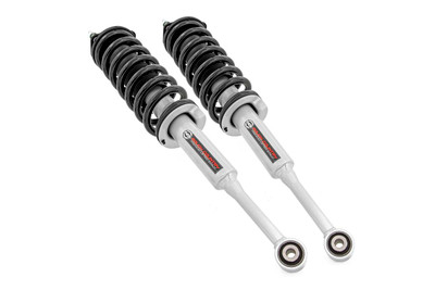 Do you want a great looking lifted truck that still rides like the day you bought it? Take your truck to new heights while preserving ride quality with Rough Country's N3 Performance Lifted Struts. Our Nitrogen charged, loaded struts add ride height to your truck while maintaining a smooth, factory-like ride. Each strut includes a pre-loaded coil for lightning-fast installation without the need for complicated strut disassembly.Rough CountryΓÇÖs Performance N3 Struts feature a massive bore and chrome-hardened piston rod with leak-proof piston seal for exceptional durability during off-road use. Each strut is specifically tuned for its intended application and includes a variable dampening system for outstanding handling and control on all road conditions. These Performance N3 Struts offer improved tire contact with the road for increased stability and performance.These struts are engineered to fit perfectly on each intended application, and feature a pre-installed coil spring for easy installation without the need for strut disassembly. Simply remove your factory strut and replace with this easy, convenient system. The result is an increased ride height that mimics the factory responsiveness and handling of the OE strut. Includes a 3-year Limited Warranty.