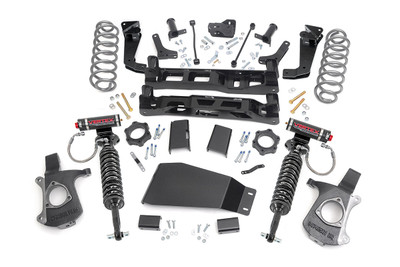 This all-inclusive kit ships with everything you need to get going and hit the mudholes. Featuring a set of beefy lifted knuckles and 1/4in thick steel front and rear high-clearance crossmembers, this kit offers plenty of muscle to handle hazards both on and off-road.A set of Lifted Coil Springs and Upper Strut Spacers provide plenty of ride height - enough to run up to a 33in tire on our 5in option, or a 35in tire on our 7in option. Both kits feature sway-bar links, shock extensions, brakeline brackets, a rough and tumble lower skid plate, and Grade 8 Hardware.Included sway-bar drop brackets and differential drop brackets help keep vehicle components properly aligned after lifting, providing a factory-like ride while boasting an aggressive stance.