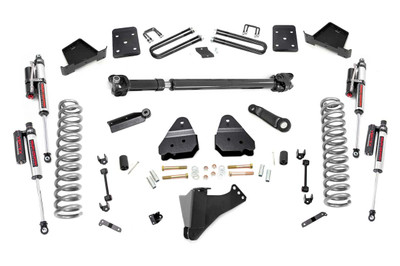 Take your truck to new heights with Rough Country's 6in Suspension Lift! This all-inclusive kit comes with everything you need for a total trasnformation of your truck. Run up to 37in tires while preserving the smooth, factory ride quality with this impressive upgrade.\
When changing a vehicle's suspension, the key to preserving ride quality is keeping the geometry of all suspension components as close to their factory angles as possible. Rough Country's new 6-inch Suspension Lift features a set of ultra-durable radius arms drop brackets, precision fit to bolt right into the factory mounts for an easier install and a more factory-like angle.┬á\
This kit includes a set of lifted coil springs and ultra-durable, fabricated anti-wrap rear blocks that prevent binding and axle wrap. Best of all, this kit comes with your choice of Rough CountryΓÇÖs N3, V2 Monotube, or Vertex Adjustable Reservoir shocks! Includes Rough CountryΓÇÖs Lifetime Replacement Warranty