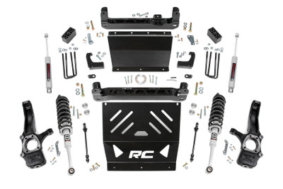 Transform your GM Colorado / Canyon from mid-size to masterpiece with Rough CountryΓÇÖs 4-inch Lift Kit! This kit includes everything you need for a monster makeover of your rig. A set of durable front and rear crossmembers keep everything in line, while a full front and lower skid plate setup offers unbridled protection against off-road obstacles. A set of lifted, one-piece cast knuckles and rear, fabricated lift blocks offer plenty of ride height to run larger wheels and tires.This kit features Rough Country's premium N3 shocks! These 10-stage variable valving, high-pressure Nitrogen charged shocks offer a fantastic blend of off-road action and smooth highway ride quality. With a durable 18mm spring-loaded piston rod and faster-cooling 54mm shock body, this shock offers up to 36kN Tensile Strength for a long lifespan of vibration dampening. Features natural rubber bushings and an eye-catching metallic silver paint.Rough CountryΓÇÖs GM Colorado / Canyon kit is designed to be minimally invasive and easier to install. No welding or disassembly of the strut is required for installation, and only minor cutting and drilling is necessary. This kit does not change the stock track width, and maintains a smooth, factory-like ride! Includes Rough CountryΓÇÖs Lifetime Replacement Guarantee.