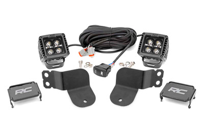 COMMAND THE DARK with Rough CountryΓÇÖs Dual LED Cube Kit for Polaris General! This handy LED Cube setup lets you light up the trail ahead with two Rough Country LED Cubes in the perfect, forward-facing position!\
This easy-to-install LED kit features a 100% bolt-on installation process that mounts to the bottom of the roll cage for an easy upgrade that goes on in no-time flat. Pick the LED that works best for you with your choice of standard 2-inch black-series LEDs with or without daytime running light function, or, our popular 3-inch Wide Angle Osram LED cubes!\
Each mount features a postionable base that lets you choose the exact angle you prefer for illumination wherever you need it most. Rough Country LED light cubes are IP67 Waterproof and includes a premium, braided wiring harness with in-line fuse and on/off switch.