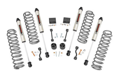 Put the finishing touch on your Jeep Wrangler JL with Rough Country's 2.5-Inch Suspension Lift Kit, designed for the 4-door model and offering enough clearance to easily run 35-inch tires. This kit is your ticket to taking your JL to new heights with a rugged, trail-ready stance.Level Up Your Ride: Eliminate the factory nose-dive and achieve a sleek, leveled appearance. This lift kit levels the front with the rear, giving your Jeep a commanding, off-road-ready profile.Improved Off-Roading Performance: Gain the extra ground clearance you need to tackle tough trails with confidence. Optimized approach, breakover, and departure angles keep your JL performing in challenging terrain.Ride Improvement: Linear coil rate springs enhance handling and load support, improving your Jeep's ride both on and off the trail.Custom Shock Options: Configure your lift with your choice of nitrogen-charged N3 shocks, V2, M1 Monotube, or premium M1R shocks to perfectly match your driving style, from daily comfort to serious off-road performance.Additional Tire Clearance: This kit clears up to 35-inch tires, giving your Jeep a bold, aggressive look that turns heads wherever the adventure takes you.Easy Bolt-On Installation: A simple, 100% bolt-on design means no complicated modifications, so you can hit the trails faster and enjoy your new stance with confidence.