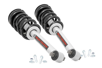 Do you want a great looking lifted truck that still rides like the day you bought it? Take your truck to new heights while preserving ride quality with Rough Country's N3 Performance Lifted Struts. Our Nitrogen charged, loaded struts add ride height to your truck while maintaining a smooth, factory-like ride. Each strut includes a pre-loaded coil for lightning-fast installation without the need for complicated strut disassembly.Rough CountryΓÇÖs Performance N3 Struts feature a massive bore and chrome-hardened piston rod with leak-proof piston seal for exceptional durability during off-road use. Each strut is specifically tuned for its intended application and includes a variable dampening system for outstanding handling and control on all road conditions. These Performance N3 Struts offer improved tire contact with the road for increased stability and performance.These struts are engineered to fit perfectly on each intended application, and feature a pre-installed coil spring for easy installation without the need for strut disassembly. Simply remove your factory strut and replace with this easy, convenient system. The result is an increased ride height that mimics the factory responsiveness and handling of the OE strut. Includes a 3-year Limited Warranty.