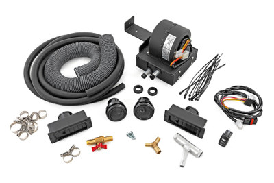 Keep the cold at bay and ride comfortably all year long with Rough CountryΓÇÖs UTV Heater Kit. This all-inclusive heating system provides a powerful 16,000 BTUs to ensure your cab stays warm, no matter where youΓÇÖre riding. Designed to fit seamlessly into your UTV, this heater kit offers a factory-like appearance while maximizing interior space for a clean, flush install.Quick Warm-Up: Heats your cab fast, so you can stay warm even in the harshest weather.Versatile Heating Control: Includes fully adjustable louvers for precise defrost and floor heat control.Complete Installation Kit: Comes with everything you need to install your heater, including hoses, splicers, clamps, mounting brackets, duct work, and a rocker switch for easy operation.Factory-Like Fit: Designed to integrate seamlessly into your UTV for a professional, clean install without taking up valuable space.Reliable Performance: Delivers a powerful 16,000 BTUs of heat to keep you comfortable on cold days.Long-Lasting: Backed by a 3-year warranty for peace of mind.DonΓÇÖt let winter slow you down. Upgrade your ride with Rough CountryΓÇÖs UTV Heater and enjoy warmth and comfort all season long.