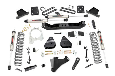 Give your 17-20 Ford Super Duty an impressive upgrade, front to back with Rough CountryΓÇÖs 4.5" Ford Suspension Lift Kit! This easy-to-install lift kit raises the front of your vehicle to be equal height with the rear for a leveled, better-than-stock look that gives an improved ride height and more aggressive appearance.\
This kit features a set of front, lifted coil springs allowing you gain additional ride height without sacrificing ride quality or performance. A set of sway bar drop brackets and track bar are provided to keep everything at optimum angles for a factory-like ride, even after lifting.\
A set of Rough Country's premium N3 shocks are also included. These fine tuned 10-stage variable high-pressure Nitrogen charged shocks offer a fantastic blend of off-road action and smooth highway ride quality. With a durable 18mm spring-loaded piston rod and faster-cooling 54mm shock body.\
Get the wheels you want! Rough Country's 4.5" 17-20 Ford Suspension Lift Kit comes with everything you need to fit up to a 35" tire with proper wheel backspacing.\
Best of all, Rough Country's 4.5ΓÇ¥ Ford Suspension Lift Kit is backed by our Lifetime Replacement Warranty!