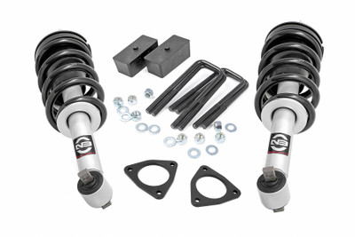 Lift Your Limits Without Breaking the Bank: Rough Country's 2.5-inch Suspension Lift Kit for Chevy Silverado or GMC Sierra 1500 pickups delivers off-road capability and clean street styling-without the high price tag. Designed for those who want more than a basic leveling kit, this system combines 2-inch lower strut extensions, strut spacers, and upgraded rear blocks for a true 2.5-inch lift-enough clearance to run up to a 285/70/17 tire with confidence.Preserve Factory Comfort with an Aggressive Stance: Maintain the smooth, factory-like ride you love while achieving a leveled front-to-rear look. Whether on the road or trail, this kit offers enhanced ground clearance with no compromise in handling or ride quality.Fully Configurable with Optional Strut Replacements: Choose the ride feel that suits your style-this kit is available with direct-fit replacement struts, including nitrogen-charged N3s or premium Vertex reservoir options. Whether you want a comfort-focused setup or performance-tuned damping, we've got you covered.Engineered for Strength, Built for Simplicity: Say goodbye to cast blocks-our upgraded 2-inch rear blocks are precision-crafted for durability and a secure, exact fit. With a fully bolt-on installation that requires no cutting, drilling, or strut compressor (excluding models equipped with lower stamped steel control arms), this kit installs quickly and easily in your own garage.Take on the Terrain with More Clearance and Control: Whether you're upgrading for style, clearance, or trail performance, Rough Country's 2.5-inch Lift Kit gives you the capability and stance your truck deserves-without the premium price.