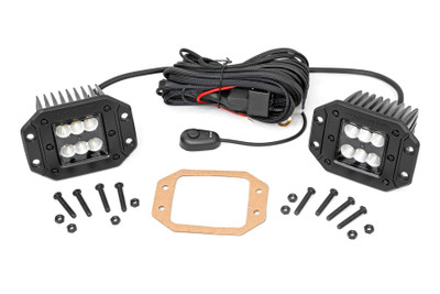 Command the Dark: Light up the night and stay on the trails longer with Rough Country's sleek 2-inch Flush Mount CREE LED Light Pods. These powerful light bars offer a combined 4,800 lumens of illumination and 60 watts of energy-efficient output, all housed in a stylish, modern frame. Featuring 6 high-intensity 5-watt CREE LEDs, it delivers superior brightness and durability for any adventure.The sleek black panel design complements vehicles with black accents, such as grilles, wheels, bull bars, or steps. Designed for all-weather performance, these light pods come with a durable die-cast aluminum housing, ensuring maximum strength and heat dissipation. ItΓÇÖs also backed by an IP67 waterproof rating, providing reliable performance even in harsh conditions.Installation is made simple with the included premium, flat-wound wiring harness, complete with an on/off switch for easy operation. Plus, itΓÇÖs all backed by a 3-year warranty for peace of mind.