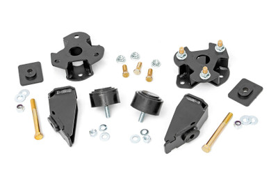 Level Your Ram 1500 with Ease and Confidence: Give your fourth-generation Ram 1500 a perfectly balanced, aggressive stance with Rough Country's 2-inch Leveling Kit. This innovative kit offers a 100% bolt-on installation that requires no strut disassembly, making it the simplest and fastest way to level your truck.Simple Installation Without the Hassle: Designed for home installation with common tools, this kit eliminates the time-consuming and complicated strut disassembly process. Whether you want to save on labor costs or tackle the project yourself, Rough Country makes leveling your Ram 1500 straightforward and hassle-free.Boost Ground Clearance and Improve Style: Gain extra clearance to confidently navigate rough roads and obstacles, while reducing front-end rake by raising the front of your truck 2 inches. The result is a more aggressive, commanding look that turns heads on and off the road.Factory Ride Quality You Can Trust: Keep the smooth, comfortable ride you expect. This leveling kit reuses your factory coil springs and preserves your Ram's original handling and performance without compromise.Durability That Lasts: Finished with a corrosion-resistant black powder coat, this kit is built to withstand the elements and keep your truck looking sharp for years to come.Backed by Rough Country's Limited Lifetime Replacement Guarantee, this leveling kit is the easy, reliable upgrade your Ram 1500 deserves.