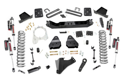 Take your truck to new heights with Rough Country's 6in Radius Arm Suspension Lift! This all-inclusive kit comes with everything you need for a total trasnformation of your truck. Run up to 37in tires while preserving the smooth, factory ride quality with this impressive upgrade.\
When changing a vehicle's suspension, the key to preserving ride quality is keeping the geometry of all suspension components as close to their factory angles as possible. Rough Country's new 6-inch Suspension Lift features a set of ultra-durable radius arms drop brackets, precision fit to bolt right into the factory mounts for an easier install and a more factory-like angle.┬á\
This kit includes a set of lifted coil springs and ultra-durable, fabricated anti-wrap rear blocks that prevent binding and axle wrap. Best of all, this kit comes with your choice of Rough CountryΓÇÖs N3, V2 Monotube, or Vertex Adjustable Reservoir shocks! Includes Rough CountryΓÇÖs Lifetime Replacement Warranty