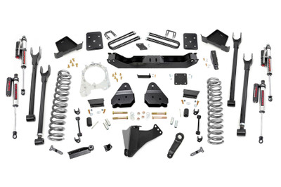 Gain greater travel and improved handling while adding ground clearance and aggressive style with Rough CountryΓÇÖs 4-Link F-250 Lift Kit.This innovative kit allows you to replace your factory arms with a 4-Link setup, using Rough CountryΓÇÖs durable, fixed upper arms and adjustable lower control arms. A set of radius arm drop brackets maintain proper geometry and allow for proper caster setting, which is crucial to maintain factory handling.This kit includes a set of lifted coil springs, radius arm drop-brackets, and ultra-durable, fabricated Anti-wrap rear blocks that prevent binding and axle wrap. This kit also includes stainless steel extended brake lines and brake line brackets to ensure you have everything you need to install your lift. Best of all, this kit features Rough CountryΓÇÖs Nitrogen-Charged N2.0 Shock Absorbers for the ultimate balance in off-road performance and a smooth highway ride. Includes Rough CountryΓÇÖs Lifetime Replacement Warranty
