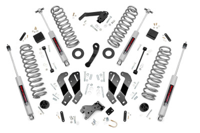 Experience the ultimate ride and handling with Rough Country's 3.5-Inch Control Arm Drop Kit for Jeep JK. This all-inclusive upgrade delivers smooth handling, enhanced ride quality, and aggressive off-road capability for a complete suspension transformation that performs on and off the road.Superior Lift & Clearance: Front and rear lifted coil springs provide the clearance needed to run up to 35x12.50 tires while maintaining a balanced, commanding stance. These factory-tuned springs are calibrated to preserve stock ride comfort even with added lift.Custom Shock Options: Tailor your suspension to your driving style with nitrogen-charged N3 shocks, V2, M1 Monotube, or premium M1R shocks. From plush daily driving to maximum off-road control, this kit lets you dial in your preferred ride.Optimized Suspension Geometry: Engineered control arm drop brackets reposition your factory control arms to restore ideal suspension geometry. This results in smoother handling, improved alignment, and enhanced stability across any terrain.Improved Coil Efficiency: Rear coil correction plates adjust the coil spring angle by 10 degrees, optimizing suspension performance and increasing coil longevity under flex and articulation.Confidence You Can Count On: Backed by Rough Country's Limited Lifetime Replacement Warranty, this lift kit provides the durability and peace of mind you need for years of adventure.