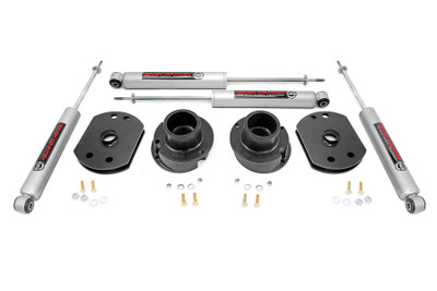 Lift, level, and smooth out your ride with Rough Country's new and improved 2.5-inch RAM 2500 Leveling Kit. Engineered to fit RAM trucks equipped with front radius arm suspension setups, this easy-to-install kit gives a big boost at an unbelievable price!\
Rough Country's durable coil spring spacers have been expertly redesigned to match the factory geometry of your truck, including the angle of the coil mounts and position of the rubber isolator, which perfectly indexes both springs to eliminate any chance of coil bowing. This kit has also been upgraded to include shock extension brackets that allow you to reuse your factory shocks at the optimum angle for your new lifted truck\
This kit also features a lightning fast, 100% bolt-on installation process that couldn't be easier or less invasive to your new vehicle. Includes Rough Country's Lifetime Replacement Warranty.
