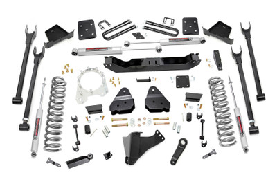 Gain greater travel and improved handling while adding ground clearance and aggressive style with Rough CountryΓÇÖs 4-Link F-250 Lift Kit.This innovative kit allows you to replace your factory arms with a 4-Link setup, using Rough CountryΓÇÖs durable, fixed upper arms and adjustable lower control arms. A set of radius arm drop brackets maintain proper geometry and allow for proper caster setting, which is crucial to maintain factory handling.This kit includes a set of lifted coil springs, radius arm drop-brackets, and ultra-durable, fabricated Anti-wrap rear blocks that prevent binding and axle wrap. This kit also includes stainless steel extended brake lines and brake line brackets to ensure you have everything you need to install your lift. Best of all, this kit features Rough CountryΓÇÖs Nitrogen-Charged N2.0 Shock Absorbers for the ultimate balance in off-road performance and a smooth highway ride. Includes Rough CountryΓÇÖs Lifetime Replacement Warranty