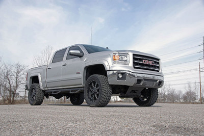 Bold Stance, Superior Performance: Take your Chevy/GMC 1500 to the next level with Rough Country's 5-Inch Suspension Lift Kit. This kit delivers the aggressive, leveled look you want-while preserving your factory ride quality. Run up to 33-inch tires on your stock 20-inch wheels and enjoy a high-clearance crossmember design that dramatically increases ground clearance for confident off-road capability.Engineered for Strength and Precision: Built with 100% laser-cut materials using state-of-the-art CAD technology, this kit ensures a perfect fit and long-lasting durability. The 5-inch lifted knuckle design maintains proper geometry for a smooth, factory-like ride. Durable fabricated rear blocks offer greater strength and longevity than cast alternatives, while eliminating common lift block issues.Premium Shock Performance: Included N3 Series shock absorbers are application-valved for your truck, delivering a well-balanced ride both on and off the road. Want even more performance? Upgrade to N3 loaded struts for better ride quality, quicker installation, and enhanced suspension response without the use of spacers.Hassle-Free Installation and Backed by Warranty: This all-in-one kit includes everything needed for a smooth install, along with clear instructions for the DIY enthusiast. And with Rough Country's Limited Lifetime Warranty, you get peace of mind that your lift kit is built to perform for the long haul.